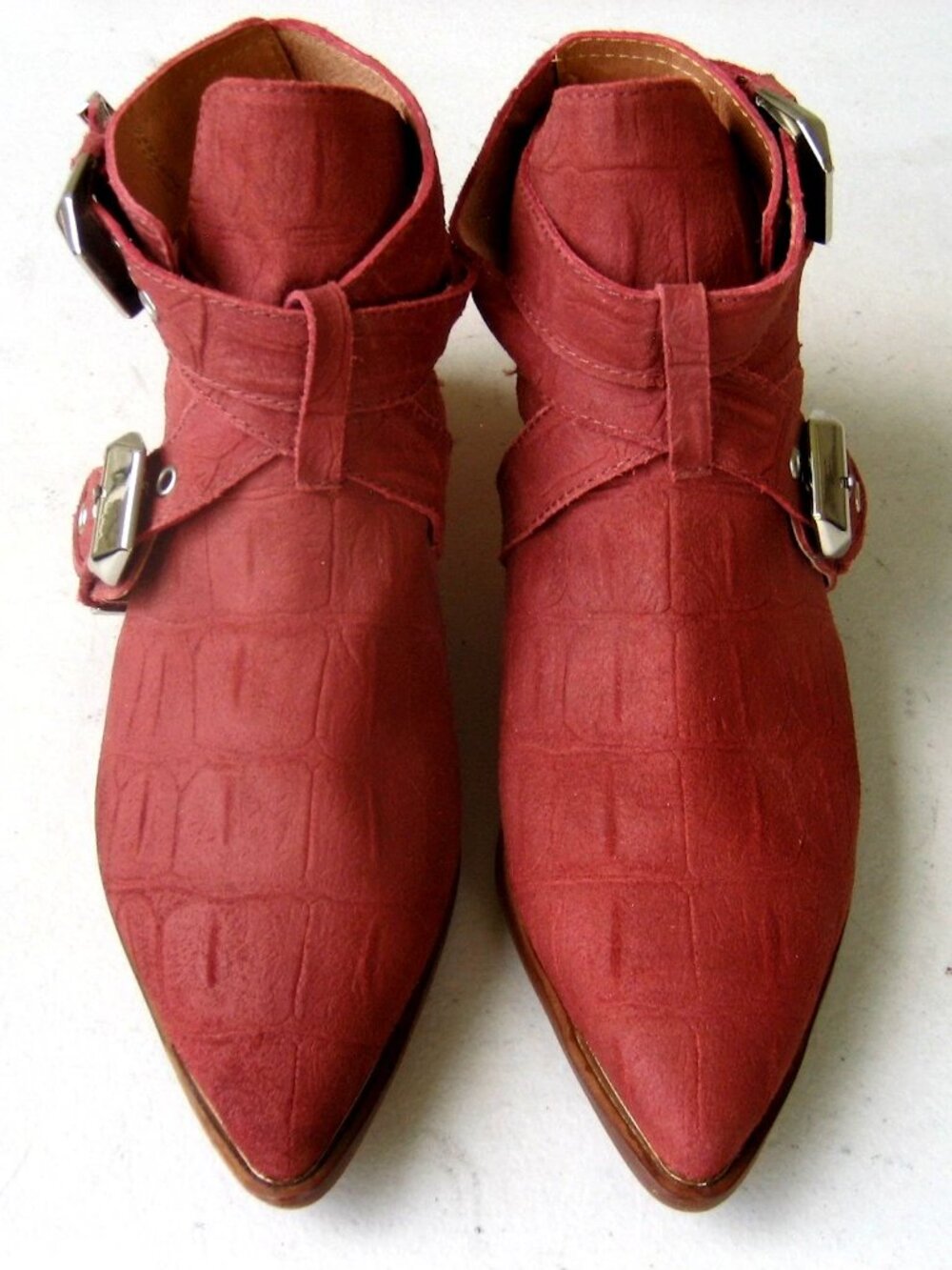 Jeffrey Campbell "Flat Road" Red Leather Booties - Picture 7 of 8